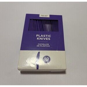 50 Purple Amscan Premium Heavy Duty Reusable Dishwasher Safe Plastic Knives